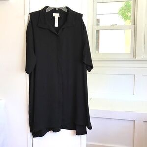 CHICO’S Tunic Button Down Blouse Short Split Sleeve Black Women’s Plus Size XL